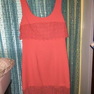 Pink dress with lace detailing